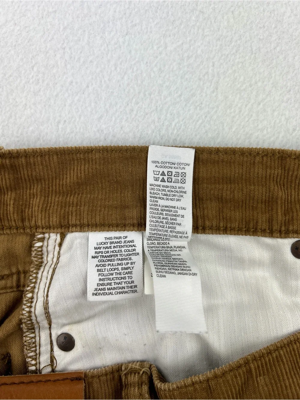 Lucky Brand 363 Vintage Straight Leg Brown Corduroy Pants Mens Size 31x32